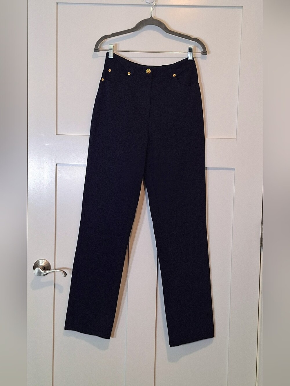 St. John Sport by Marie Gray Navy Straight-Leg Jeans with Gold Hardware Size 6